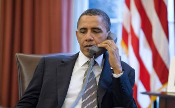 Pres Obama on Phone
