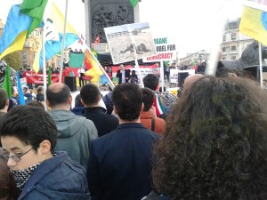 Another speaker at Kobane solidarity rally, London (idenity 