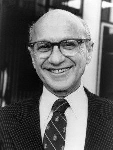 Milton Friedman, Professor Emeritus at University of Chicago, credited with the creation of the "Chicago School" of neo-conservative economists which legitmized disaster capitalism