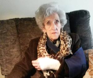 Julia Lanas, 94 years of age, struck and knocked to the ground by Basque police in raid to arrest a Basque activist in Gernika