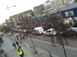 Section of the march in Dorset Street, looking west
