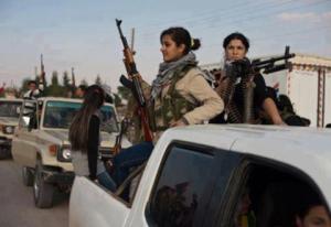 Kurdish women guerrilas against FSA, Syria