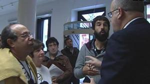 Parent and friends of Inigo Cabacas confront spokesperson of the Basque Nationalist Party after attempt to ban rubber bullets fails
