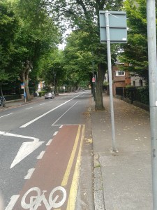Northumberland Road looking southwards. The Irish insurgents first saw the British troops coming up this road.