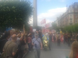 Bad photo of approach of anti-abortion march in O'Connell Street 