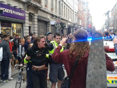 Another of those arrested in Henry Street; he ended up on the ground with a number of police on top before being put in the car.
