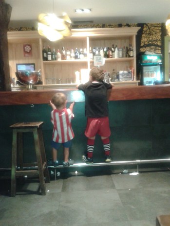 The upcoming generation, one wearing an Athletic Bilbao shirt