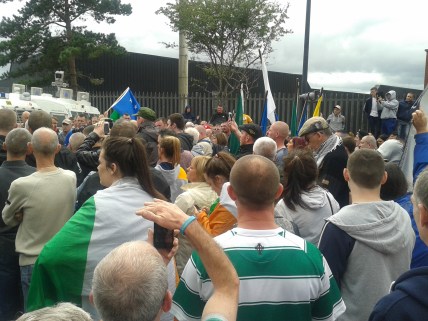 Impromptu short rally at PSNI Blockade in Old Park Road