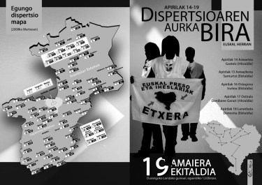 Map of the dispersal of Basque political prisoners across both states and Etxerat picket