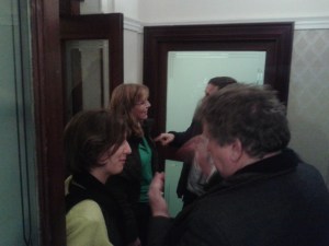 Crowding outside the bar