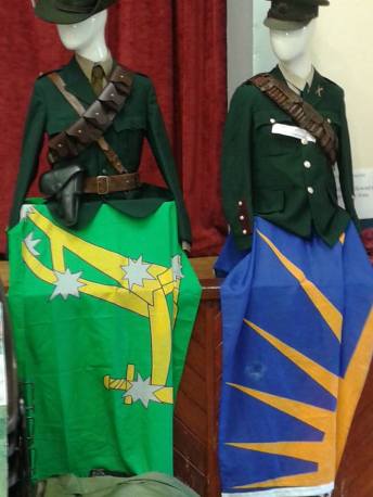 Some of the uniforms and flags displayed by Irish Volunteers.org 