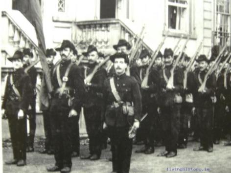 Irish Citizen Army on parade at the Irish Transport & General Workers' Union building and grounds in Fairview, Dublin