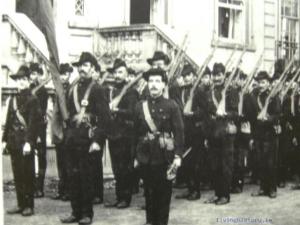 Irish Citizen Army on parade at the Irish Transport & General Workers' Union building and grounds in Fairview, Dublin