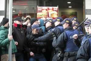 Melee in Cathedral Street (photo from Internet)