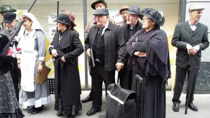 Reenactors gathering in Moore Street (Photo: Davidina Spinderella Bradshaw