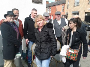 Historians and Reenactors by the plaque