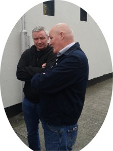 Terry Lyons (foreground), moving spirit behind the commemoration, in private conversation after the event