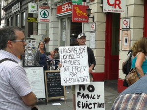 IHN demonstration outside Lynam and the fundamental message on placard