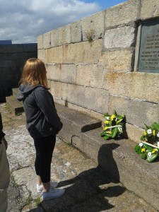 Ellie after laying wreath in memory of the dead and injured in the Bachelors' Walk massacre