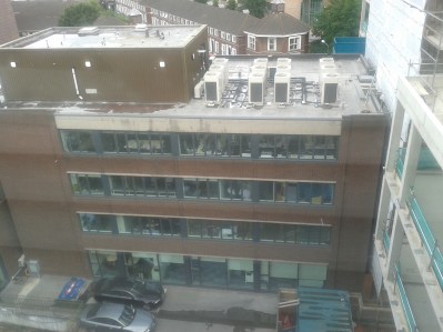 View down to the ground from the Crowe Howarth lobby. Ordinary people must look very small from here. (Photo: D. Breatnach)