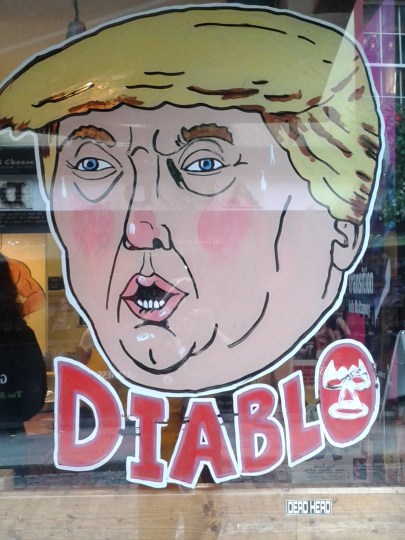 The painting in the window of the Pablo Picante burrito restaurant in Fleet St. (Photo: D.Breatnach)