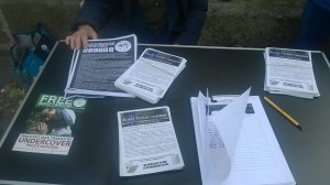Campaign information table (Photo: Ian O'Kelly)