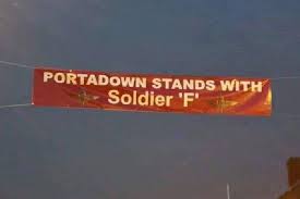 Portadown Stands with Soldier F street banner